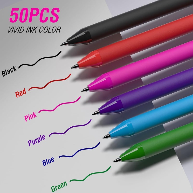 InkSlick 50 Pack Pink Ink Pens - Bulk Pens, 1.0MM Medium Point Ballpoint Pens, Smooth Writing No Bleed Retractable Ball Point Pen (Pink) - Image 4